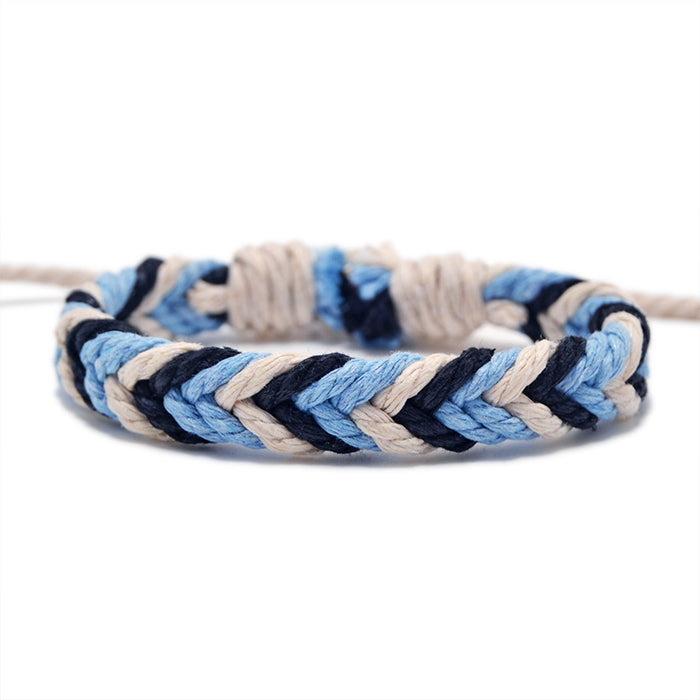 Wholesale Hand Woven Cotton Linen Chevron Bracelet MOQ≥2 JDC-BT-QianY002