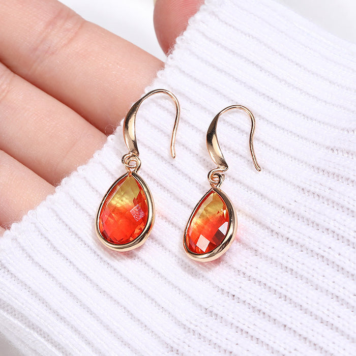 Wholesale Copper Crystal Glass Drop Shape Gradient Earrings MOQ≥2 JDC-ES-Zhongn017