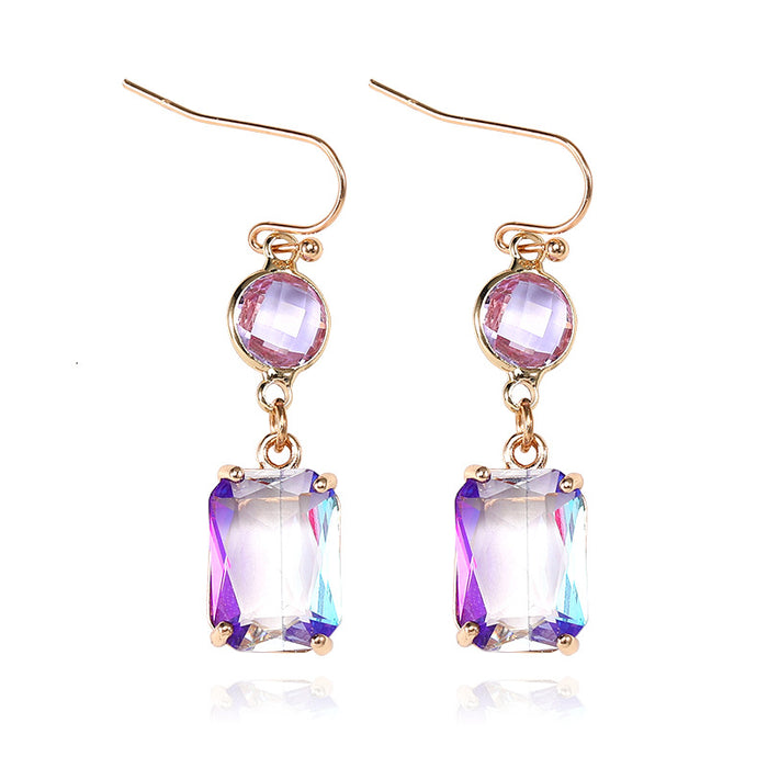 Wholesale Gradient Color Copper K9 Glass Crystal Earrings MOQ≥2 JDC-ES-Zhongn011