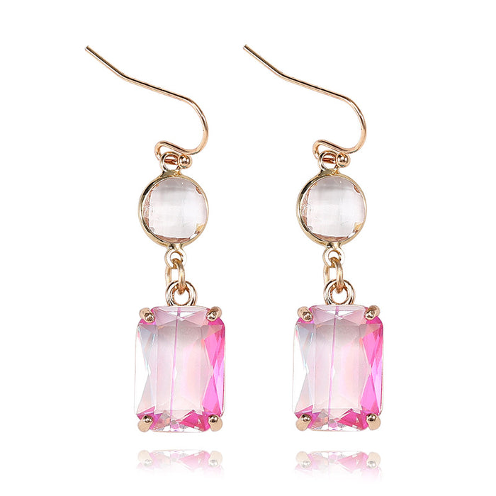 Wholesale Gradient Color Copper K9 Glass Crystal Earrings MOQ≥2 JDC-ES-Zhongn011