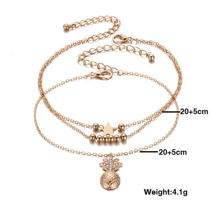 Jewelry WholesaleWholesale multilayer round brand Anklets JDC-AS-YeB016 Anklet 烨贝 %variant_option1% %variant_option2% %variant_option3%  Factory Price JoyasDeChina Joyas De China