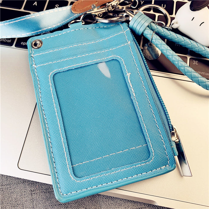 Wholesale girl card holder ultra-thin compact zipper large-capacity cartoon pendant JDC-KC-YCYK007