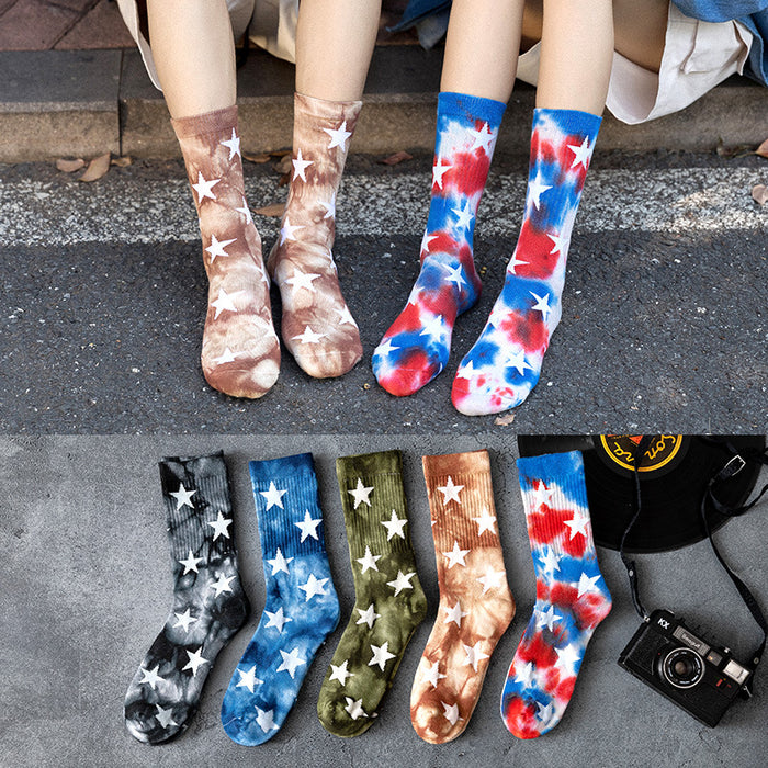 Wholesale Sock Cotton Mid Tube Tie Dye Sweat Absorbing Trend JDC-SK-JSD014