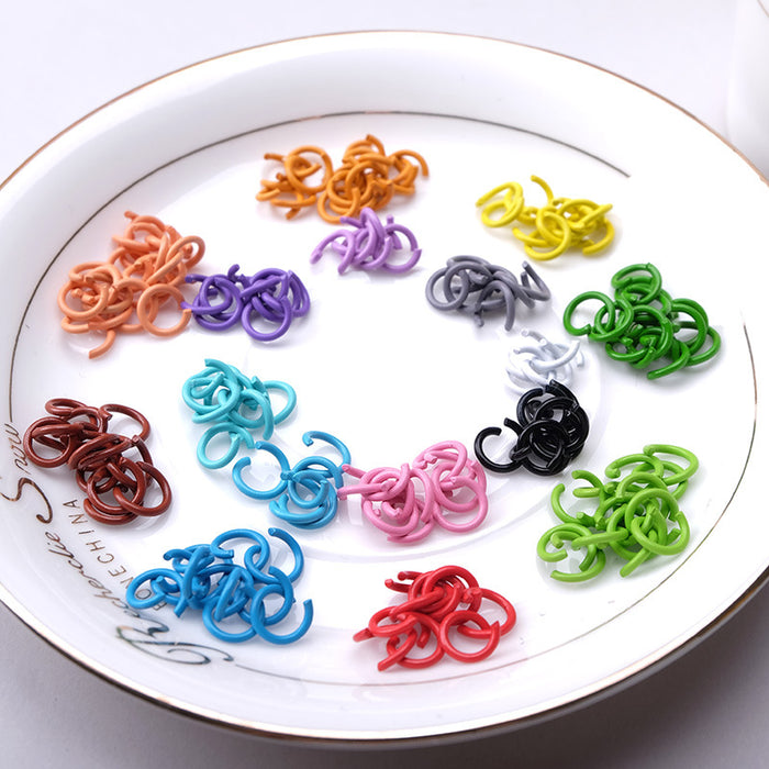 Wholesale DIY 100pcs accessories opening ring small iron ring color paint handmade keychain JDC-KC-QMou009