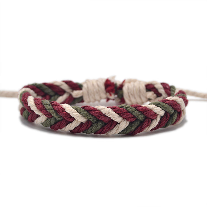 Wholesale Hand Woven Cotton Linen Chevron Bracelet MOQ≥2 JDC-BT-QianY002