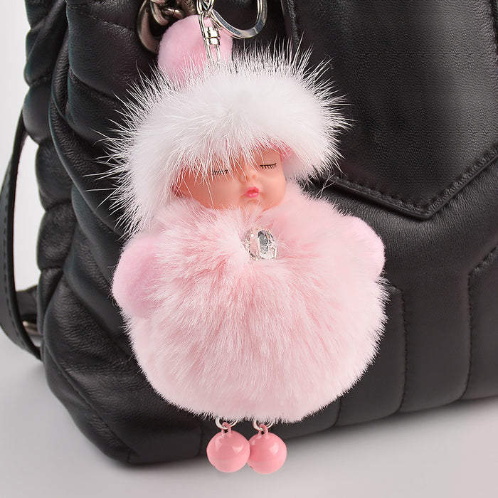 Jewelry WholesaleWholesale mink Plush sleeping cute Hairball keychain JDC-KC-FeiRun056 Keychains 飞润 %variant_option1% %variant_option2% %variant_option3%  Factory Price JoyasDeChina Joyas De China