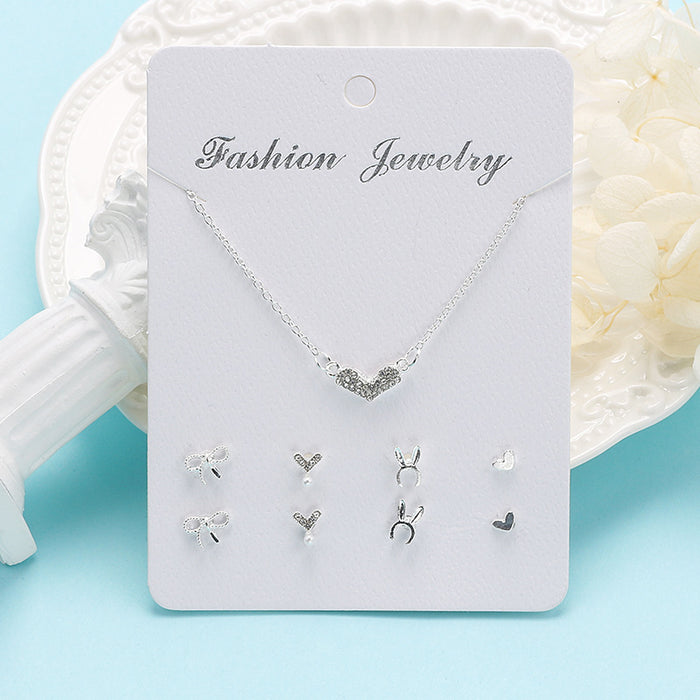 Wholesale Popular Temperament Sweet Necklace Stud Earrings Set JDC-ES-Mdd016