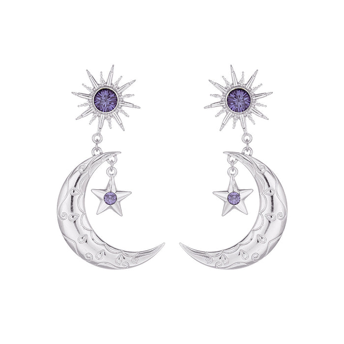 Wholesale Alloy Diamond Star Moon Earrings MOQ≥2 JDC-ES-JuY002