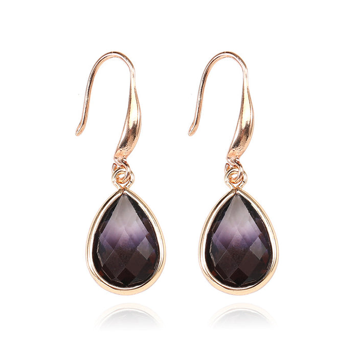 Wholesale Copper Crystal Glass Drop Shape Gradient Earrings MOQ≥2 JDC-ES-Zhongn017