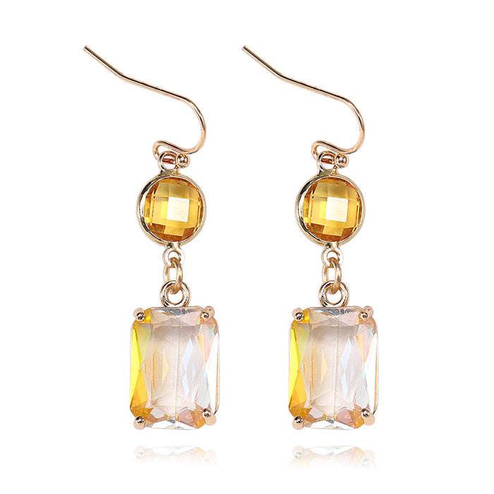 Wholesale Gradient Color Copper K9 Glass Crystal Earrings MOQ≥2 JDC-ES-Zhongn011