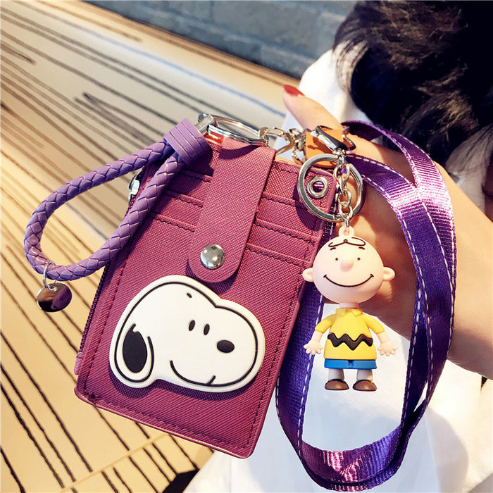 Wholesale girl card holder ultra-thin compact zipper large-capacity cartoon pendant JDC-KC-YCYK007