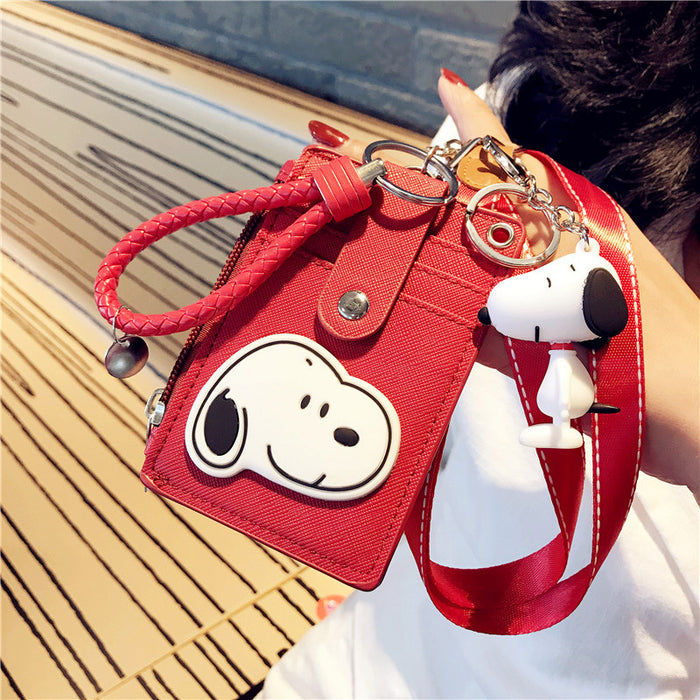 Wholesale girl card holder ultra-thin compact zipper large-capacity cartoon pendant JDC-KC-YCYK007