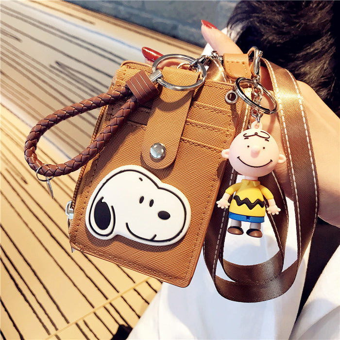 Wholesale girl card holder ultra-thin compact zipper large-capacity cartoon pendant JDC-KC-YCYK007