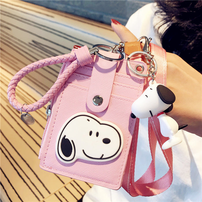 Wholesale girl card holder ultra-thin compact zipper large-capacity cartoon pendant JDC-KC-YCYK007