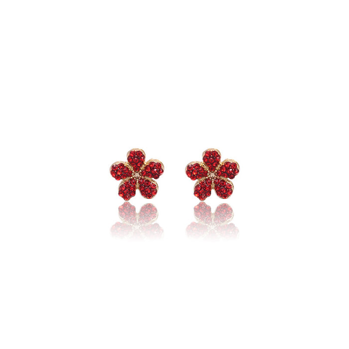 Wholesale Earrings Alloy Full Diamond Strawberry Cherry Flower Stud Earrings JDC-ES-Nina005