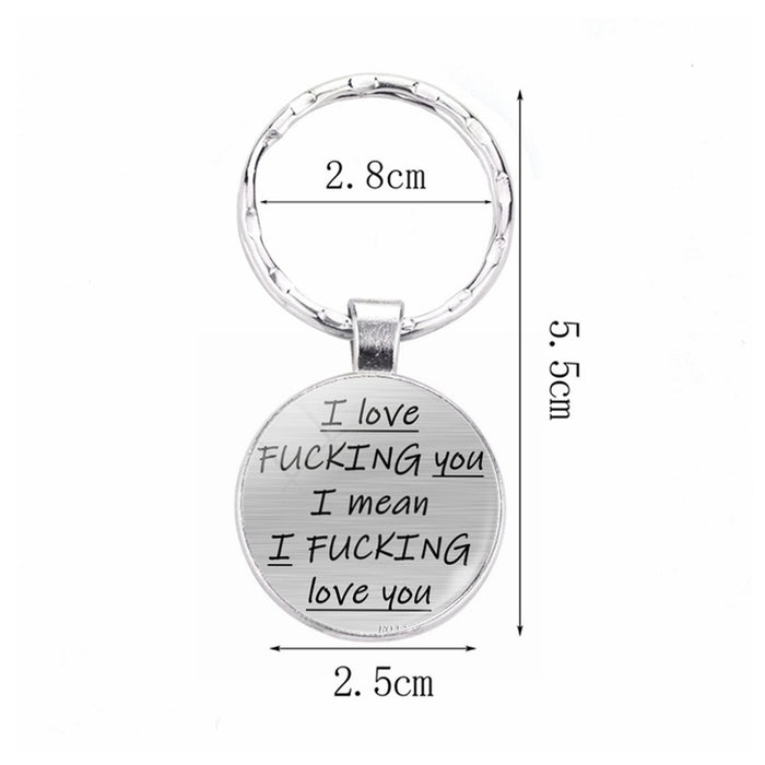 Wholesale Keychains For Backpacks I FUCKING Love You Alloy Glass Couple Keychain JDC-KC-ZaoY007