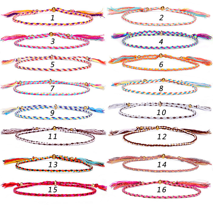 Wholesale hand rubbing bracelet Tibetan cotton rope copper beads tassel bracelet adjustable MOQ≥3 JDC-BT-QiuX014