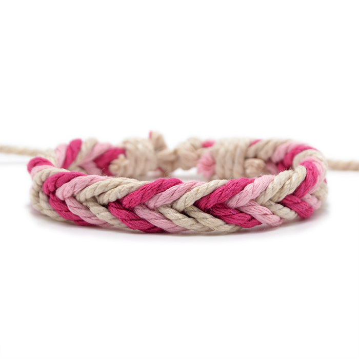 Wholesale Hand Woven Cotton Linen Chevron Bracelet MOQ≥2 JDC-BT-QianY002