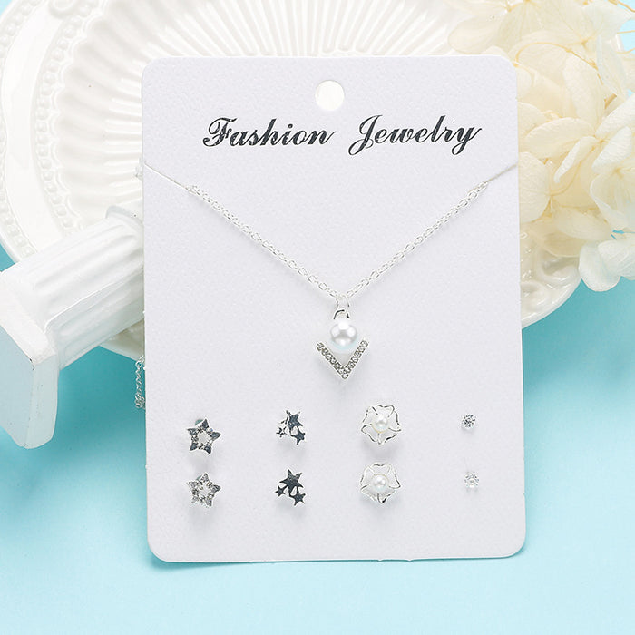 Wholesale Popular Temperament Sweet Necklace Stud Earrings Set JDC-ES-Mdd016