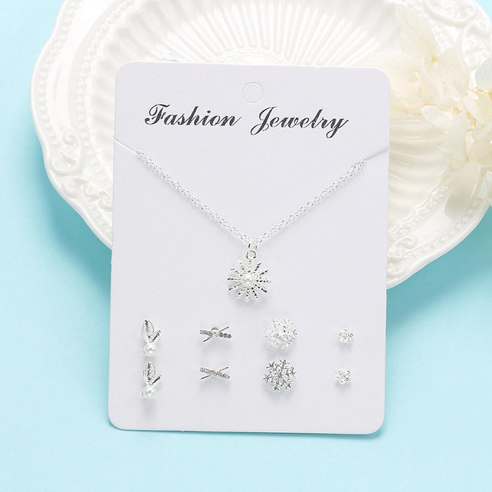 Wholesale Popular Temperament Sweet Necklace Stud Earrings Set JDC-ES-Mdd016