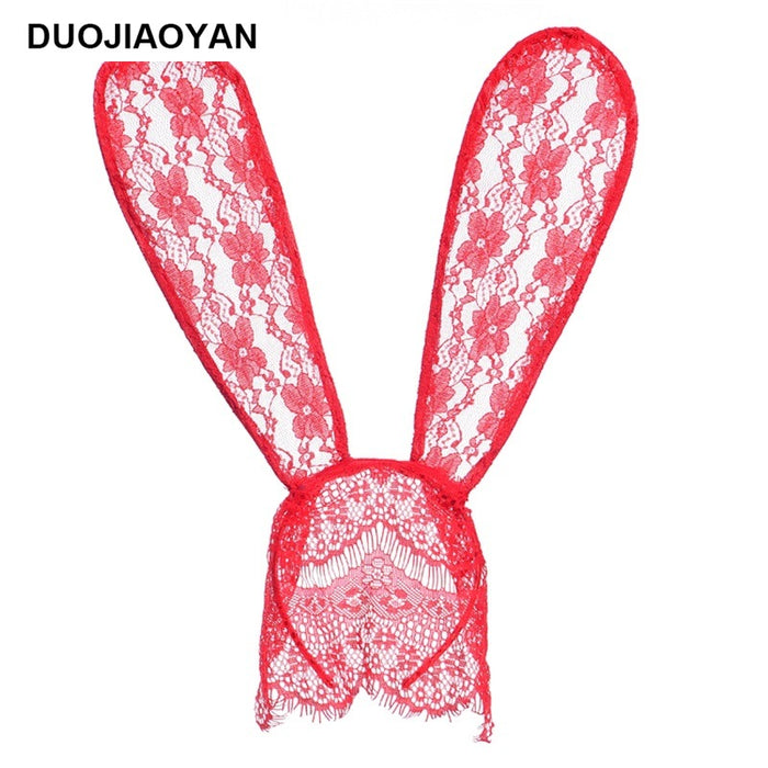 Wholesale Lace Big Rabbit Ears Black Headband MOQ≥3 JDC-HD-Jiaoy006