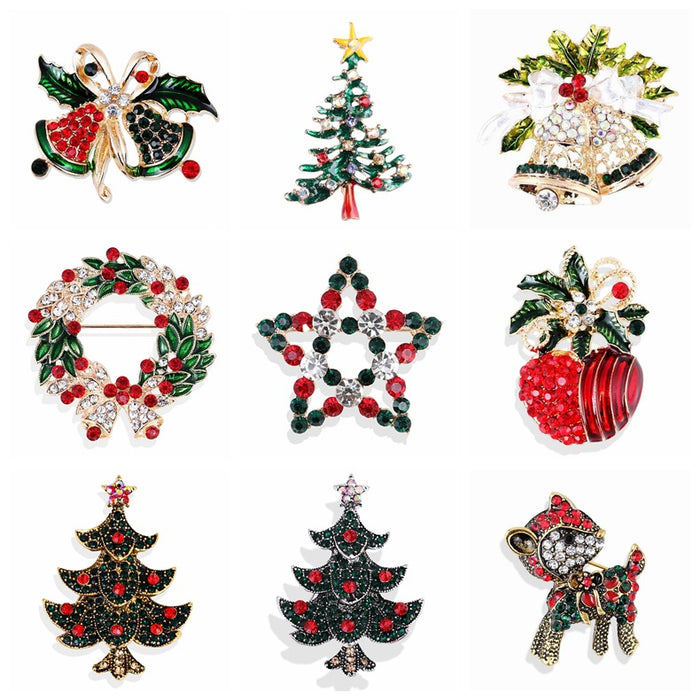 Wholesale Christmas Christmas Tree Old Man Elk Wreath Brooch JDC-BC-LanH003