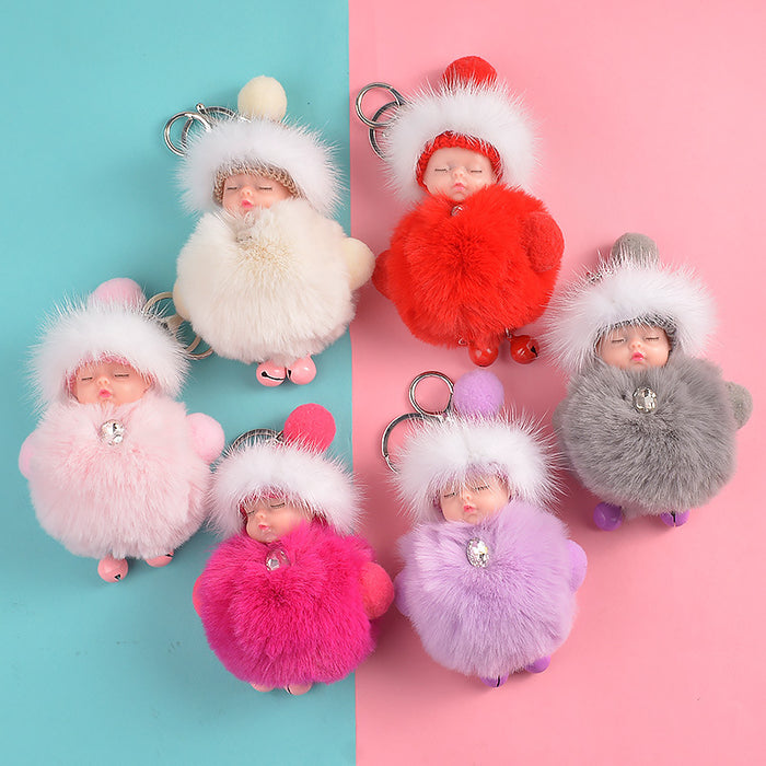 Jewelry WholesaleWholesale mink Plush sleeping cute Hairball keychain JDC-KC-FeiRun056 Keychains 飞润 %variant_option1% %variant_option2% %variant_option3%  Factory Price JoyasDeChina Joyas De China