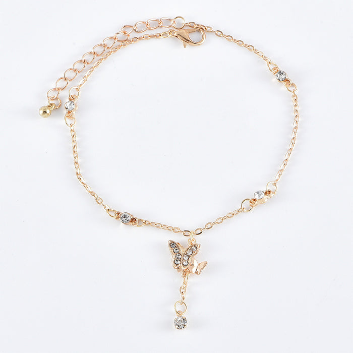 Wholesale Women's Butterfly Love Multilayer Anklet MOQ≥3 JDC-AS-Xujue003