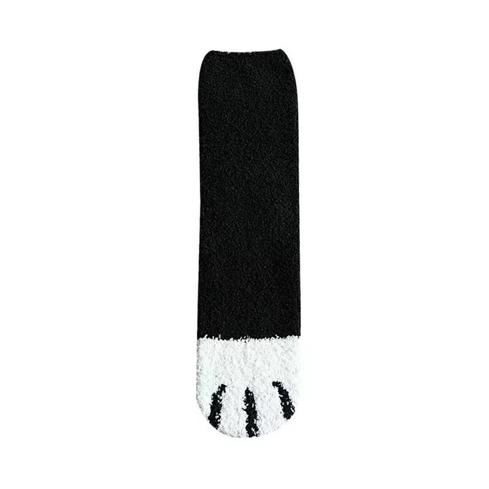 Wholesale socks autumn and winter style plus velvet thick warm cartoon cute cat paws MOQ≥5 JDC-SK-FNiu003