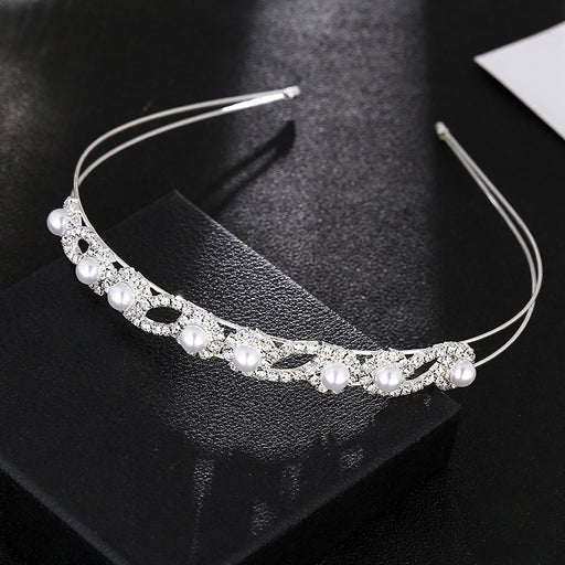 Jewelry WholesaleWholesale diamond studded Flower Bow double-layer Rhinestone Pearl Headband JDC-HD-CM003 Headband 岑迷 %variant_option1% %variant_option2% %variant_option3%  Factory Price JoyasDeChina Joyas De China