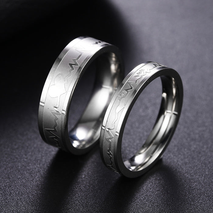 Wholesale Rings Titanium Steel Men ECG Couple MOQ≥2 JDC-RS-ShouM012