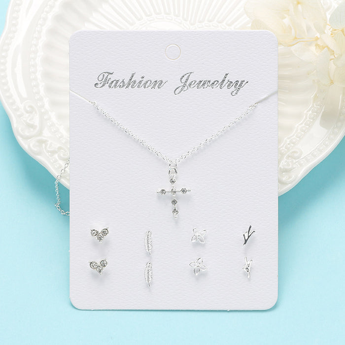 Wholesale Popular Temperament Sweet Necklace Stud Earrings Set JDC-ES-Mdd016