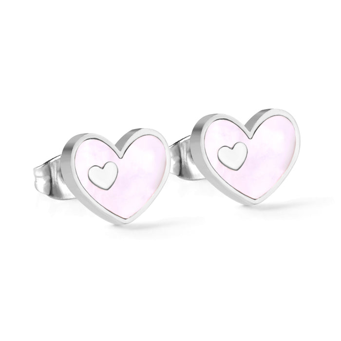 Wholesale Simple Heart With Shell Stud Earrings MOQ≥3 JDC-ES-Aiseng004