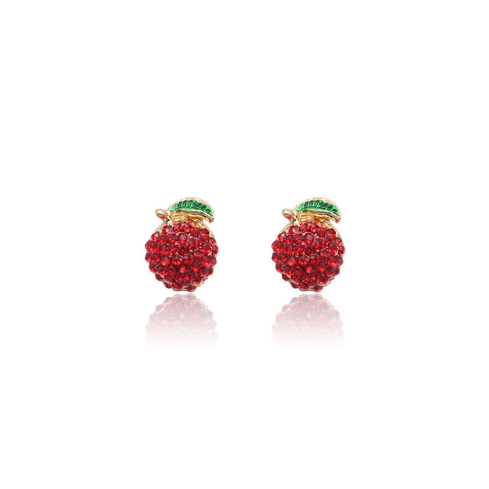 Wholesale Earrings Alloy Full Diamond Strawberry Cherry Flower Stud Earrings JDC-ES-Nina005