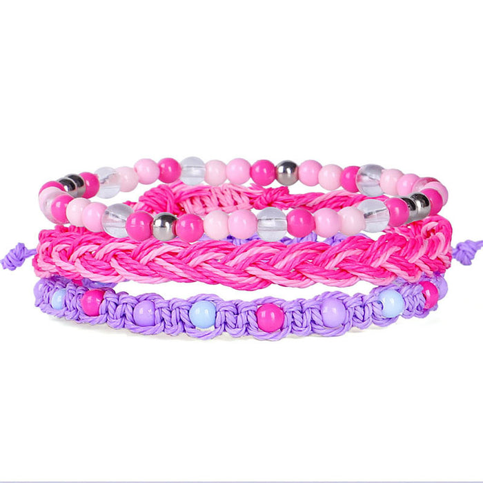 Wholesale Bracelet 3 Piece Set Hand Braided Wax Thread Bracelet Colorful Beads MOQ≥3 JDC-BT-QiuX009