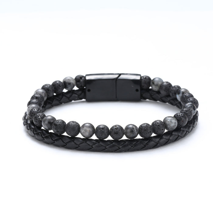 Wholesale Natural Agate Stone Leather Bracelet Stone Beads JDC-BT-DiS001