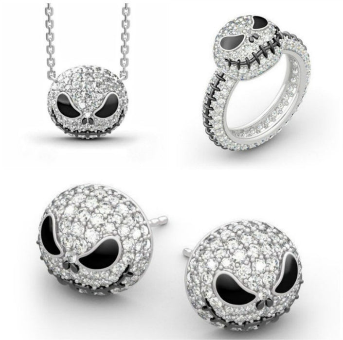 Jewelry WholesaleWholesale drip oil inlaid with diamond skull devil stud earring necklace set JDC-NE-Saip018 Necklaces 赛蒲 %variant_option1% %variant_option2% %variant_option3%  Factory Price JoyasDeChina Joyas De China