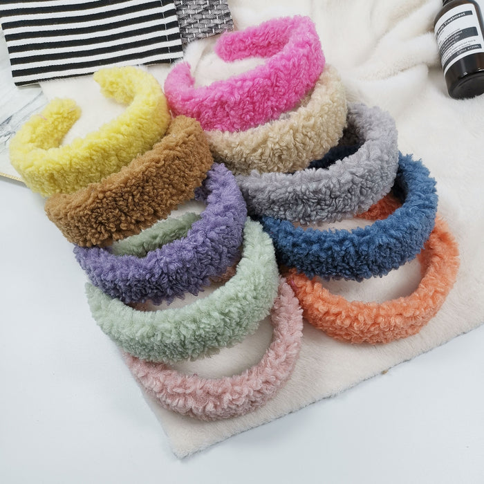 Wholesale Lamb Plush Candy Color Headband MOQ≥2 JDC-HD-JZhe001