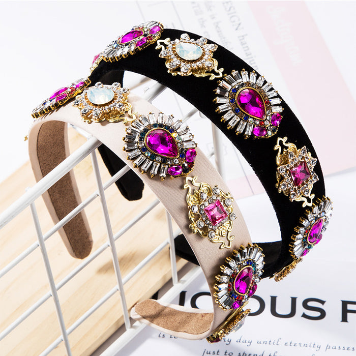 Jewelry WholesaleWholesale alloy rhinestone glass drill cloth headband JDC-HD-JL069 Headband 氿乐 %variant_option1% %variant_option2% %variant_option3%  Factory Price JoyasDeChina Joyas De China