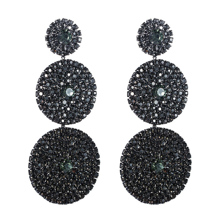 Wholesale Multi Layered Round Diamond Earrings Alloy Rhinestone Glass Drill JDC-ES-JL1074