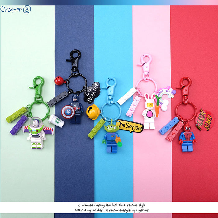 Wholesale Cartoon Resin Building Blocks Keychain (M) JDC-KC-QMou010