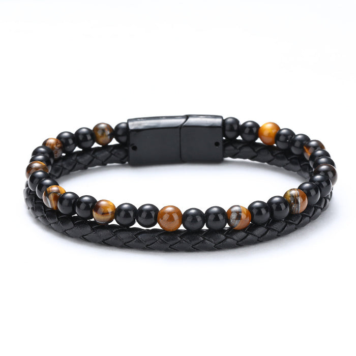 Wholesale Natural Agate Stone Leather Bracelet Stone Beads JDC-BT-DiS001