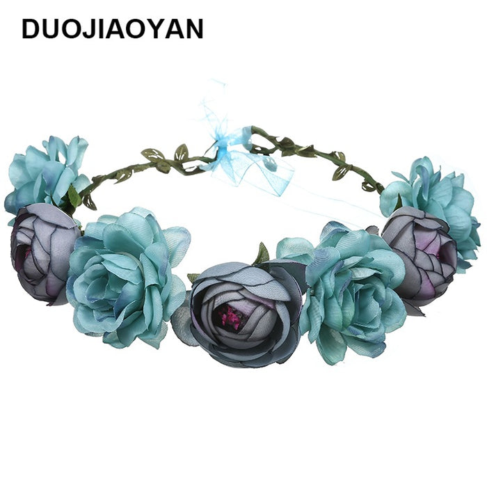 Jewelry WholesaleWholesale Simulation Rose Bride Seaside Holiday Garland Headband MOQ≥3 JDC-HD-Jiaoy002 Headband 娇艳 %variant_option1% %variant_option2% %variant_option3%  Factory Price JoyasDeChina Joyas De China