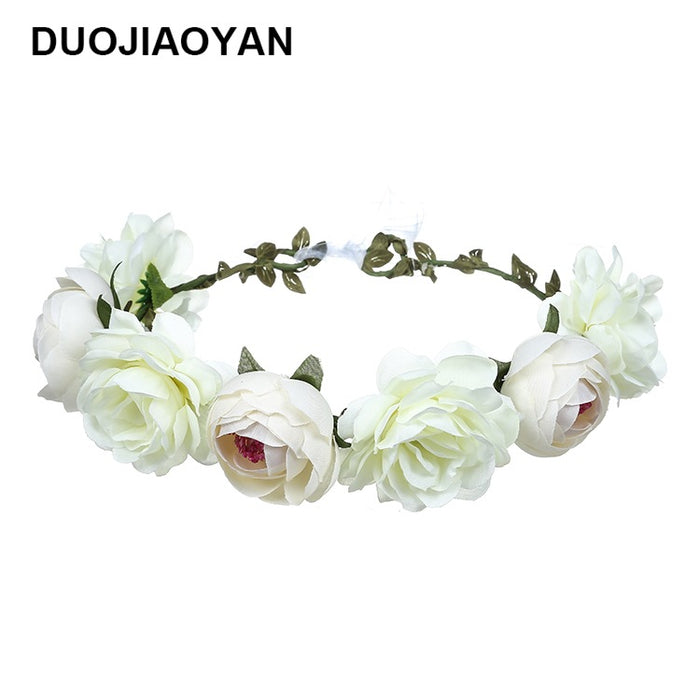 Jewelry WholesaleWholesale Simulation Rose Bride Seaside Holiday Garland Headband MOQ≥3 JDC-HD-Jiaoy002 Headband 娇艳 %variant_option1% %variant_option2% %variant_option3%  Factory Price JoyasDeChina Joyas De China