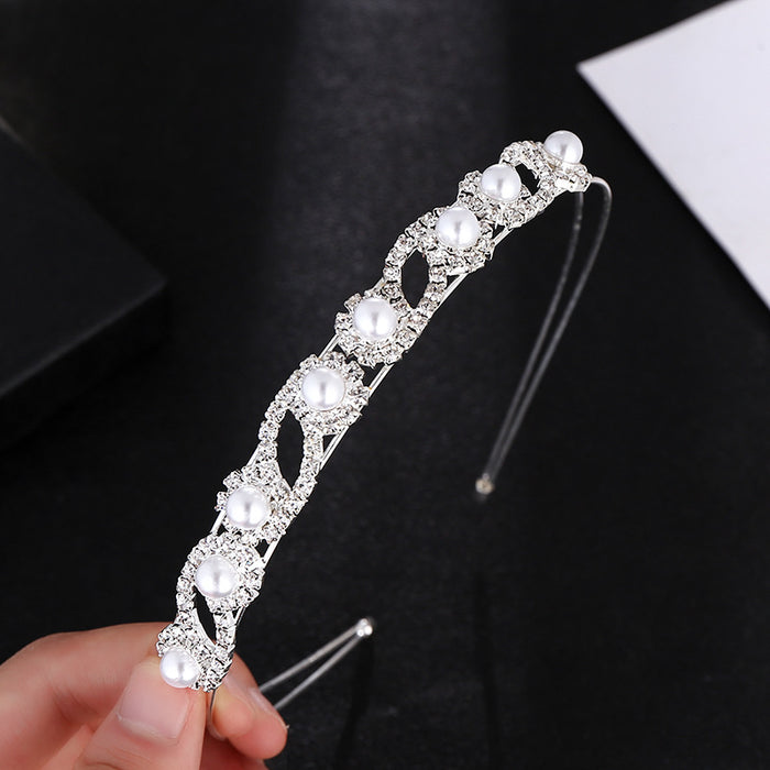 Jewelry WholesaleWholesale diamond studded Flower Bow double-layer Rhinestone Pearl Headband JDC-HD-CM003 Headband 岑迷 %variant_option1% %variant_option2% %variant_option3%  Factory Price JoyasDeChina Joyas De China