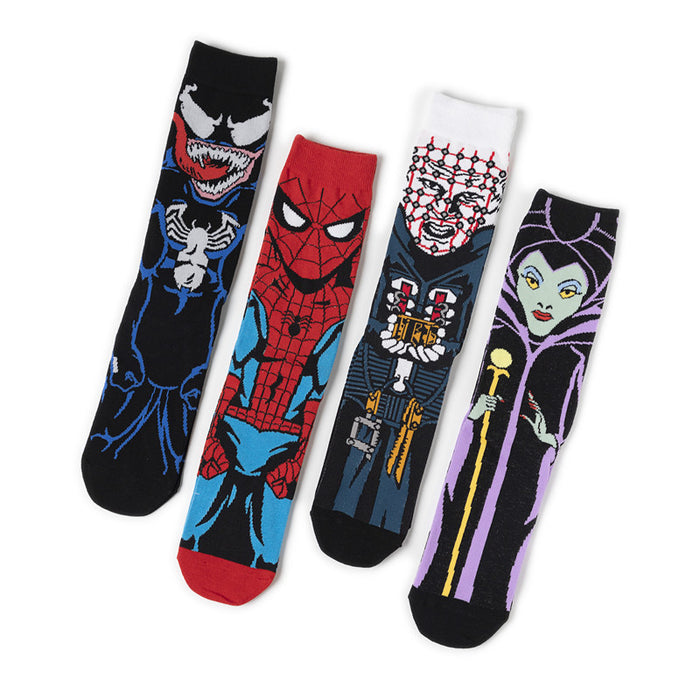 Wholesale socks fabric cartoon character skateboard socks trend MOQ≥6 (M) JDC-SK-HuiHe014