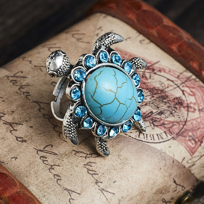 Jewelry WholesaleWholesale Turtle Turquoise Alloy Ring MOQ≥2 JDC-RS-Haobiao001 Rings 豪彪 %variant_option1% %variant_option2% %variant_option3%  Factory Price JoyasDeChina Joyas De China