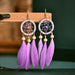 Jewelry WholesaleWholesale Feather Tassel Boho Alloy Dreamcatcher Earrings JDC-ES-Daiq028 Earrings 黛茜 %variant_option1% %variant_option2% %variant_option3%  Factory Price JoyasDeChina Joyas De China