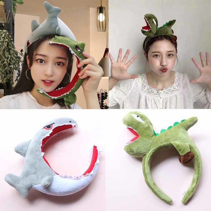 Wholesale two-dimensional funny childish shark headband dinosaur paradise JDC-HD-QiaHan002