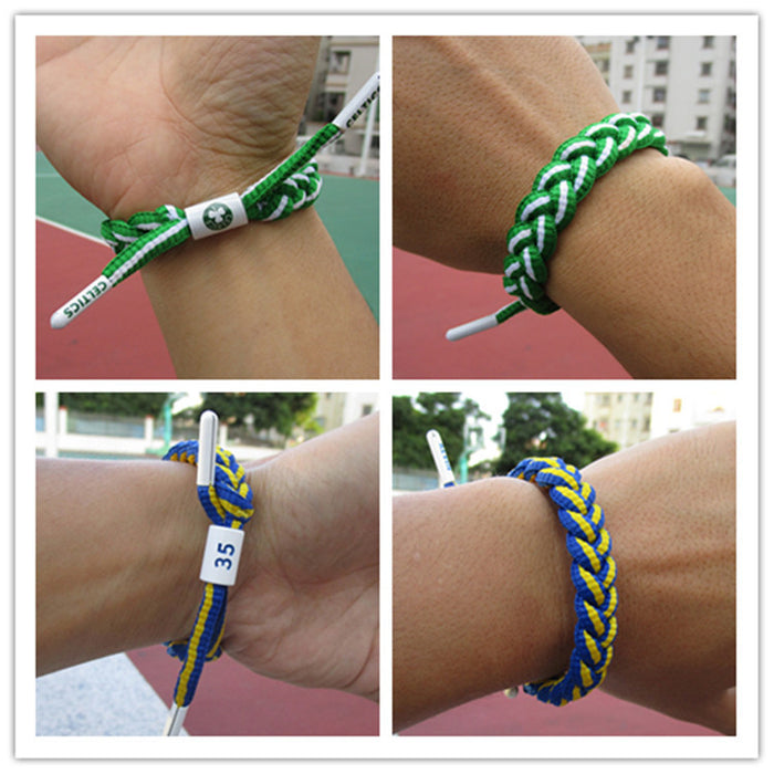 Wholesale Basketball Team Rope Laces Woven Bracelet Adjustable Sports Wristband Rubber Bracelet JDC-BT-MKW004